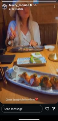 Rodman's 'dinner date' Instagram Story featuring mother Michelle, dated Monday, September 15 (Source: Instagram/trinity_rodman)